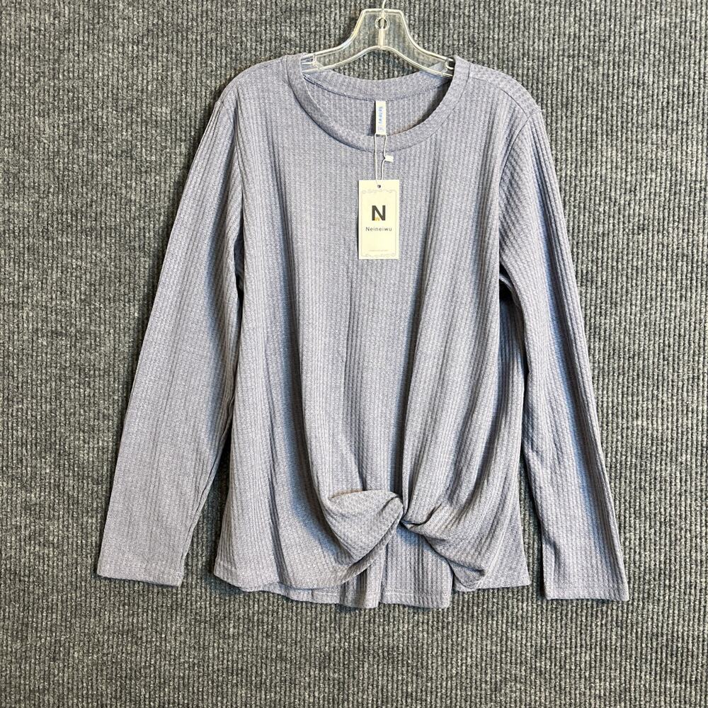 Neineiwu Womens Thermal Shirt Size 2XL Purple Thermal Knot Front Boho Grunge